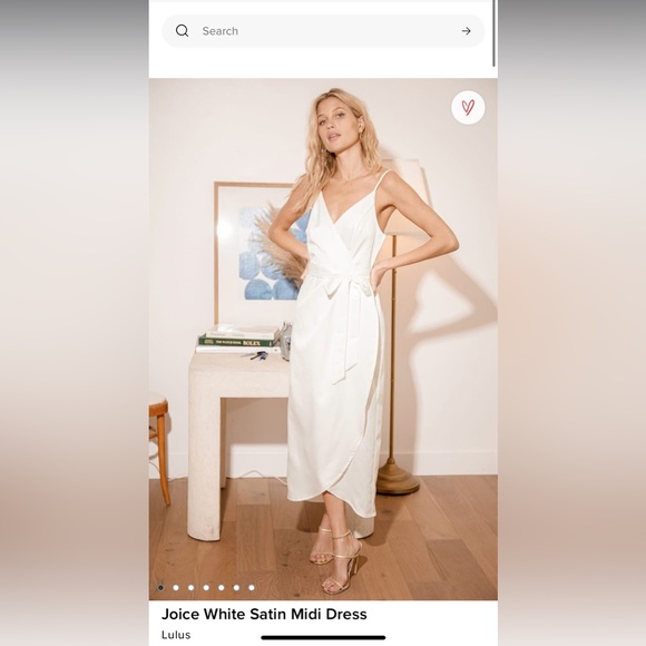 Lulu’s wedding line, satin white belted mid length dress size xs NWT - Picture 1 of 3